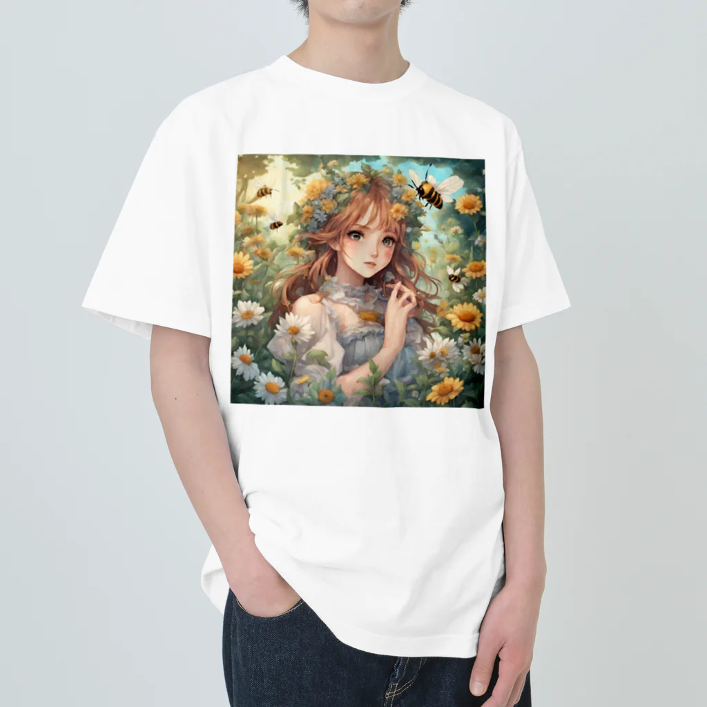 プリンゴブリンの魅惑の庭園ミツバチ子さん Heavyweight T-Shirt