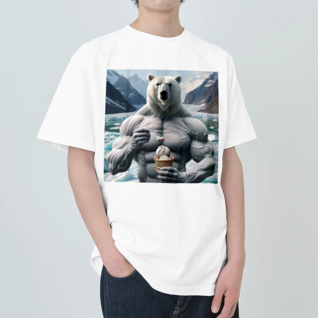 george-weblogの白クマッチョ ヘビーウェイトTシャツ