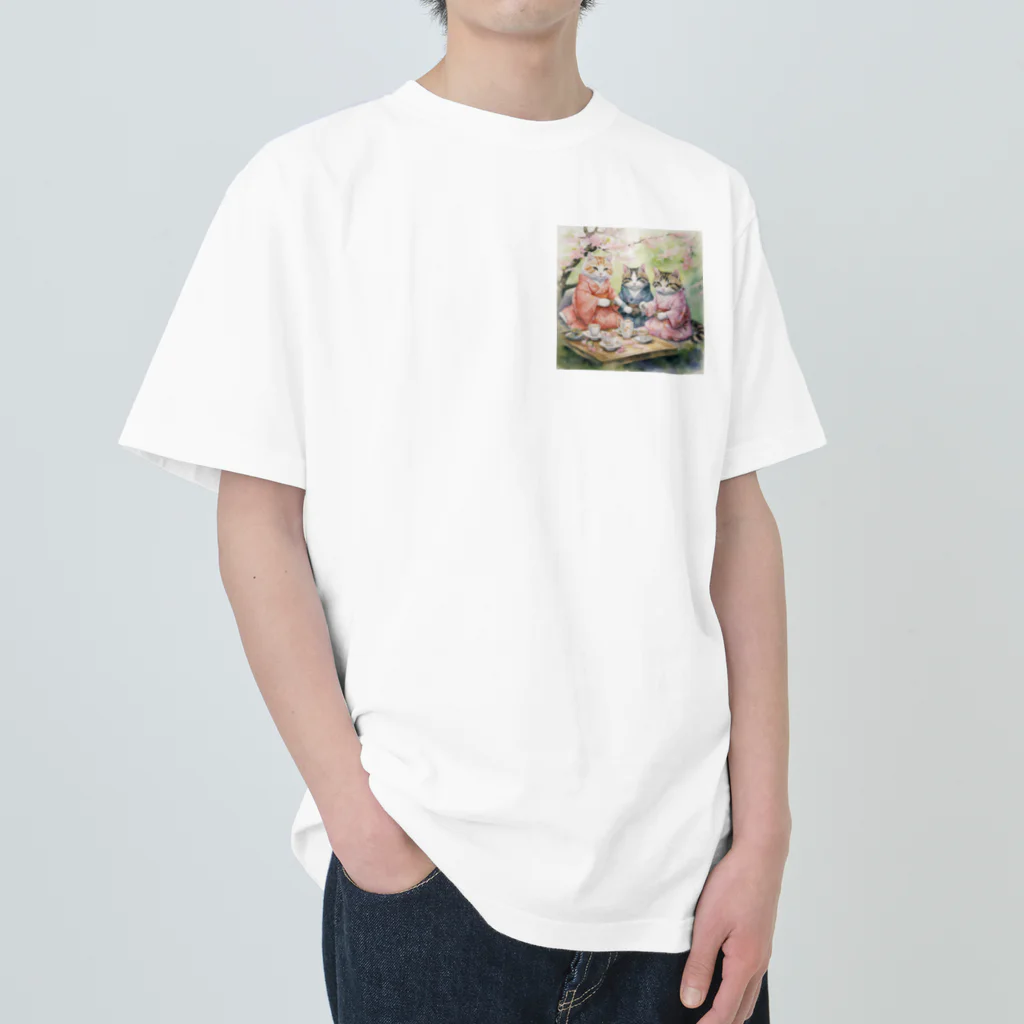 AQUAMETAVERSEの森の中でお茶会をする猫たち Marsa 106 Heavyweight T-Shirt