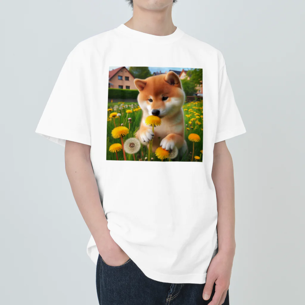 ANTARESのたんぽぽと柴犬 Heavyweight T-Shirt