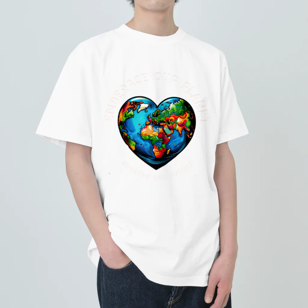 KULIEITAの地球の日　Earth day 地球　ハート　ブルー Heavyweight T-Shirt