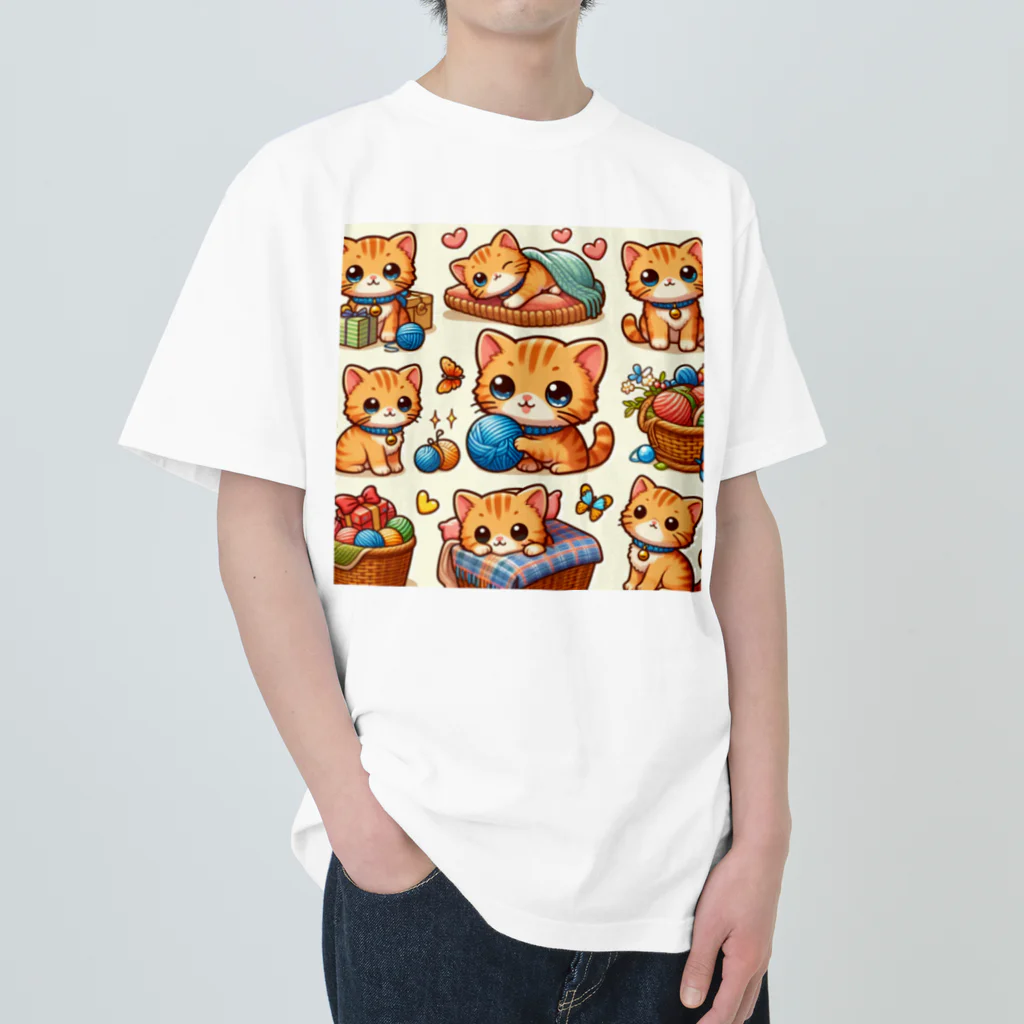 yos-1292583のねこニコばん ヘビーウェイトTシャツ