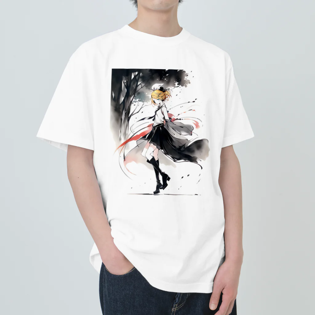 アートデザインakaのオリジナル墨絵 Heavyweight T-Shirt