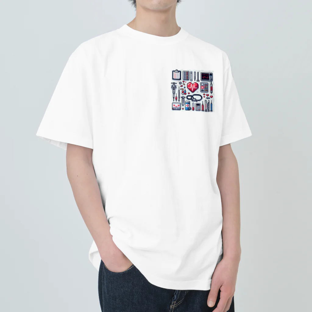 RainboWhaleのドット絵医療器具 Heavyweight T-Shirt