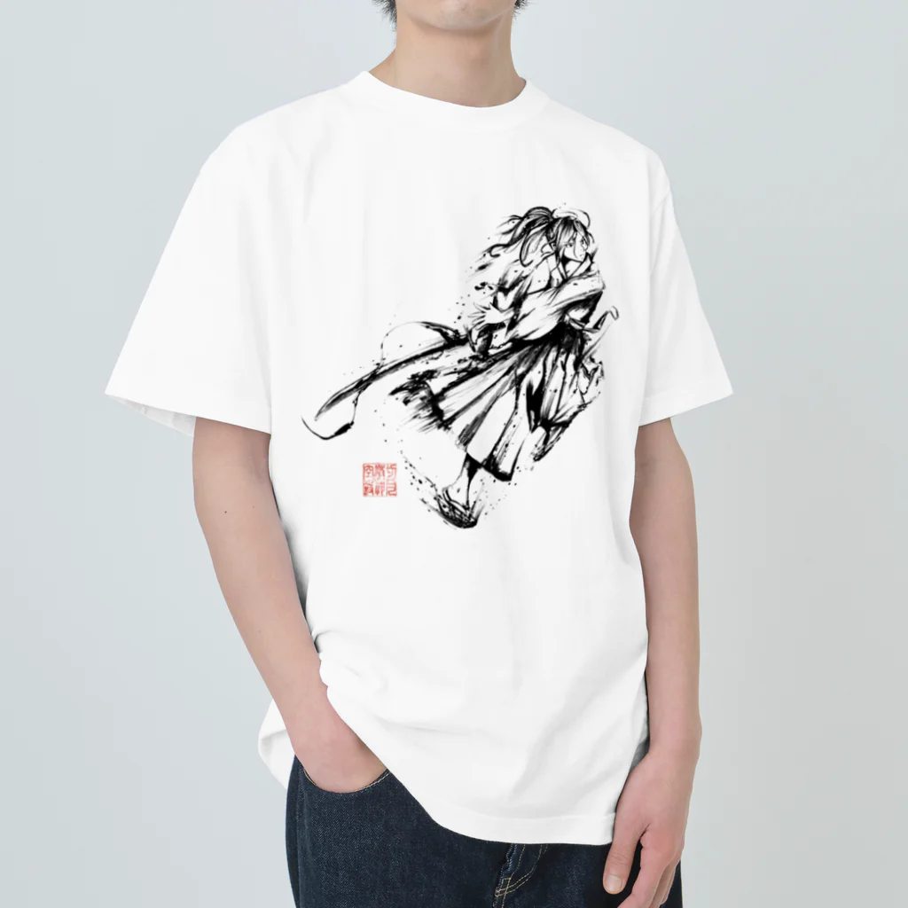 chicodeza by suzuriの墨絵の侍 Heavyweight T-Shirt