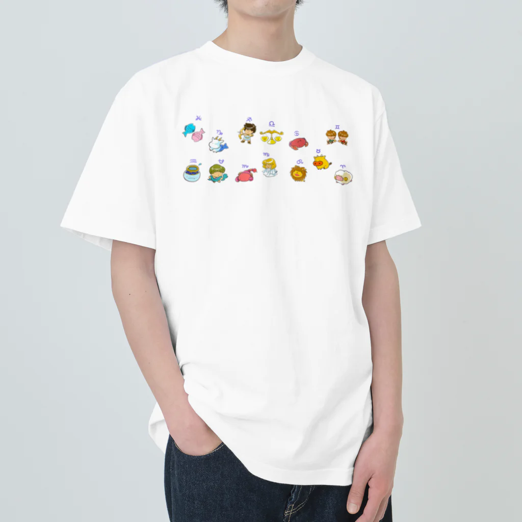 もふもふ堂のギリシャ神話好きへ！、かわいい１２（１３）星座のデザイン Heavyweight T-Shirt