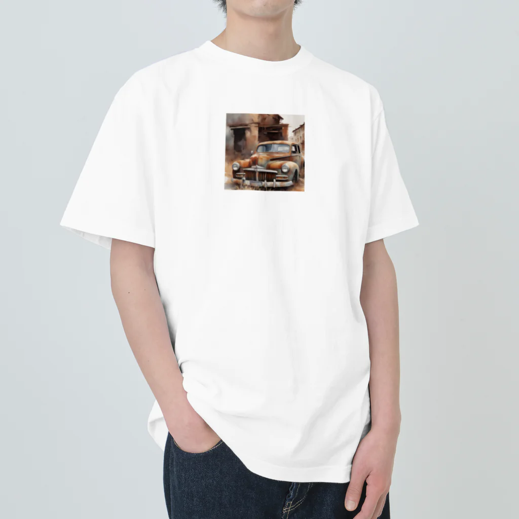 nanndaka-na-の錆びたレトロカー ヘビーウェイトTシャツ