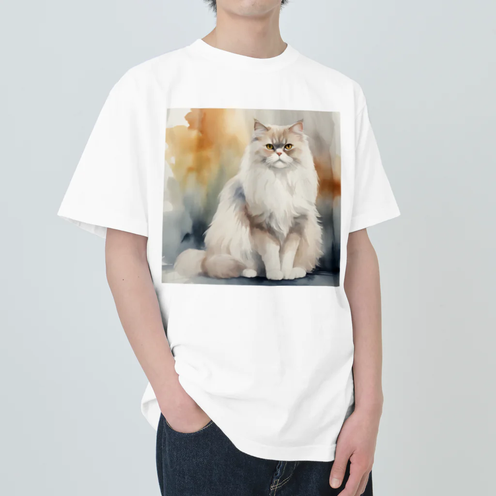 hiname-studioのペルシャ猫 ヘビーウェイトTシャツ