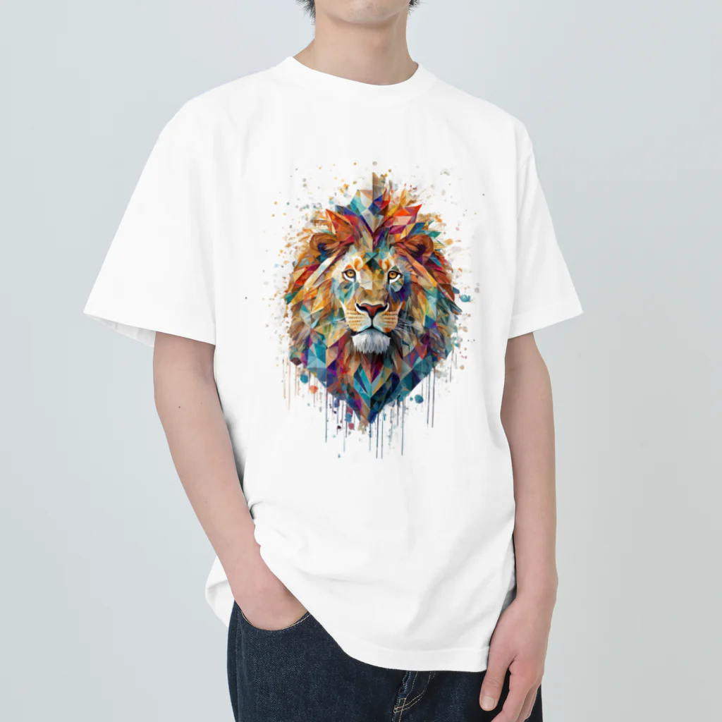 MirofuruDesignの抽象的なライオンスプラッシュTシャツ Heavyweight T-Shirt