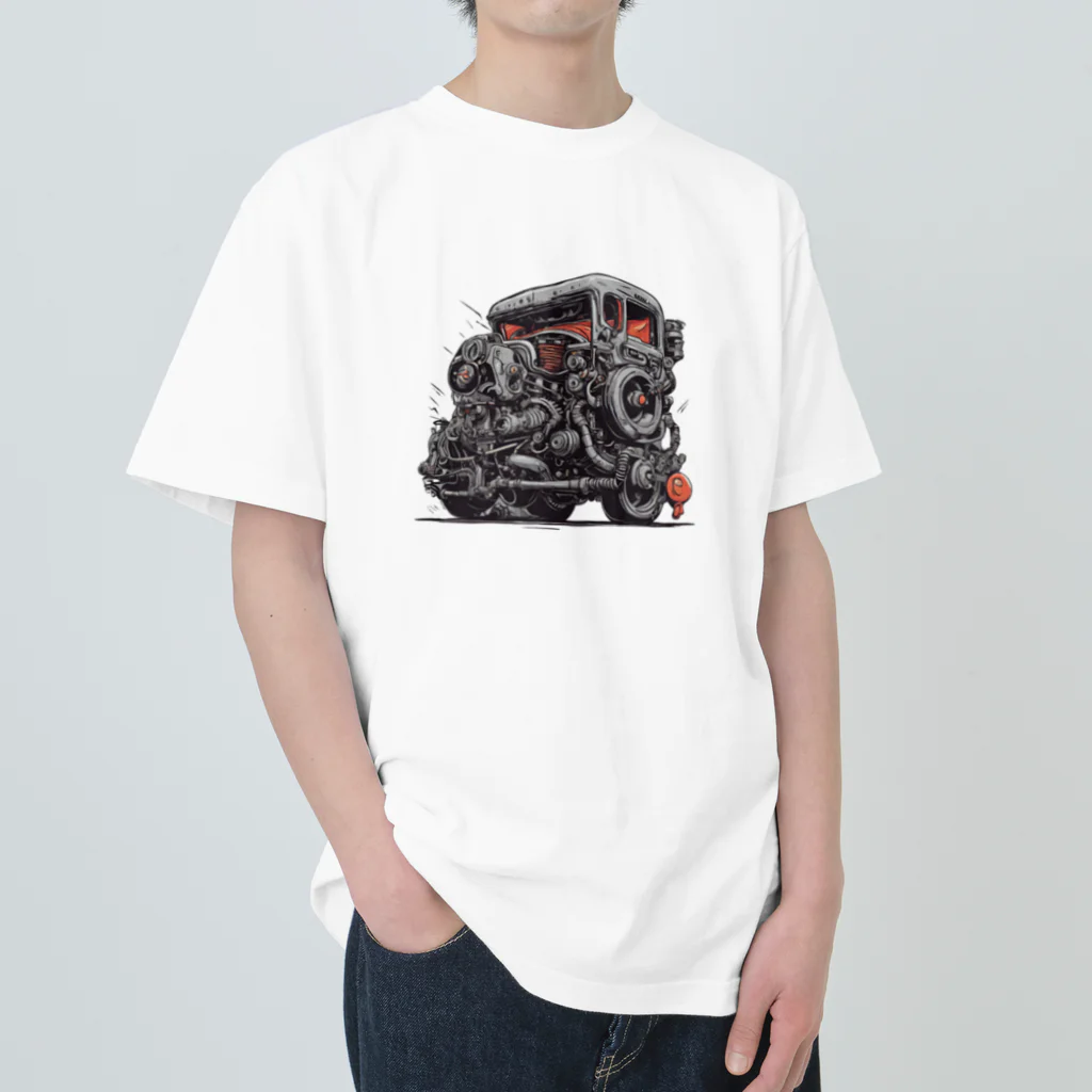 マッドシンの生き返ったスクラップカー ヘビーウェイトTシャツ