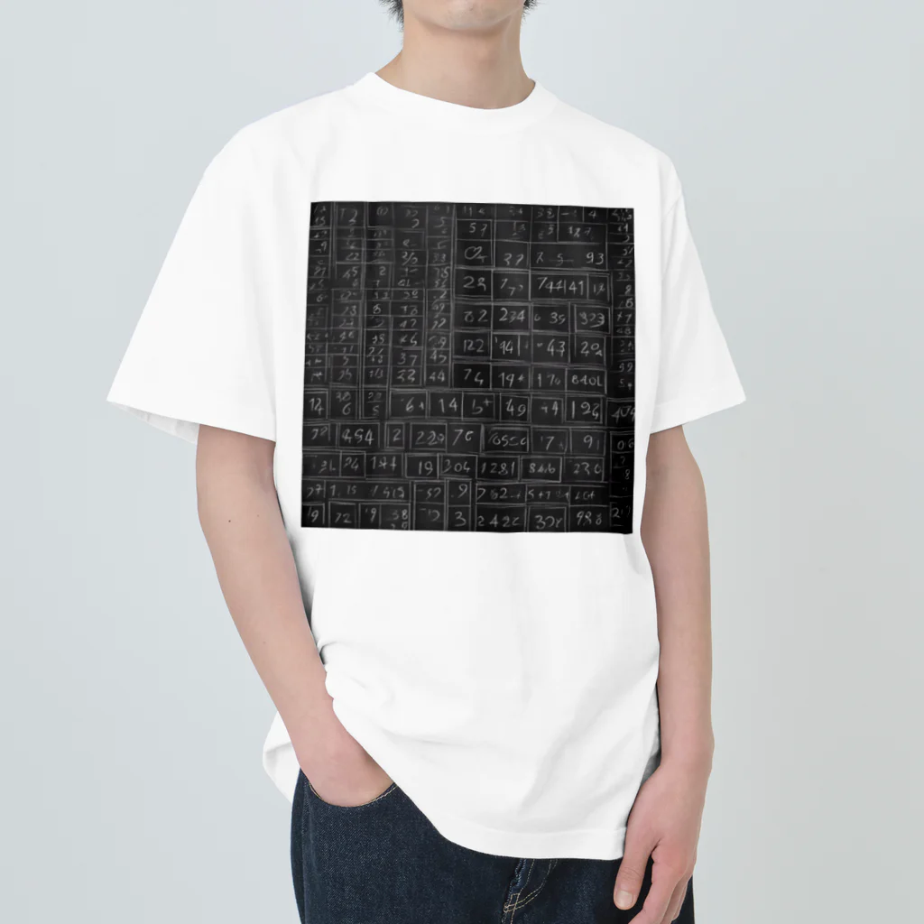 Isaiah_AI_Designの黒板の数字 ヘビーウェイトTシャツ