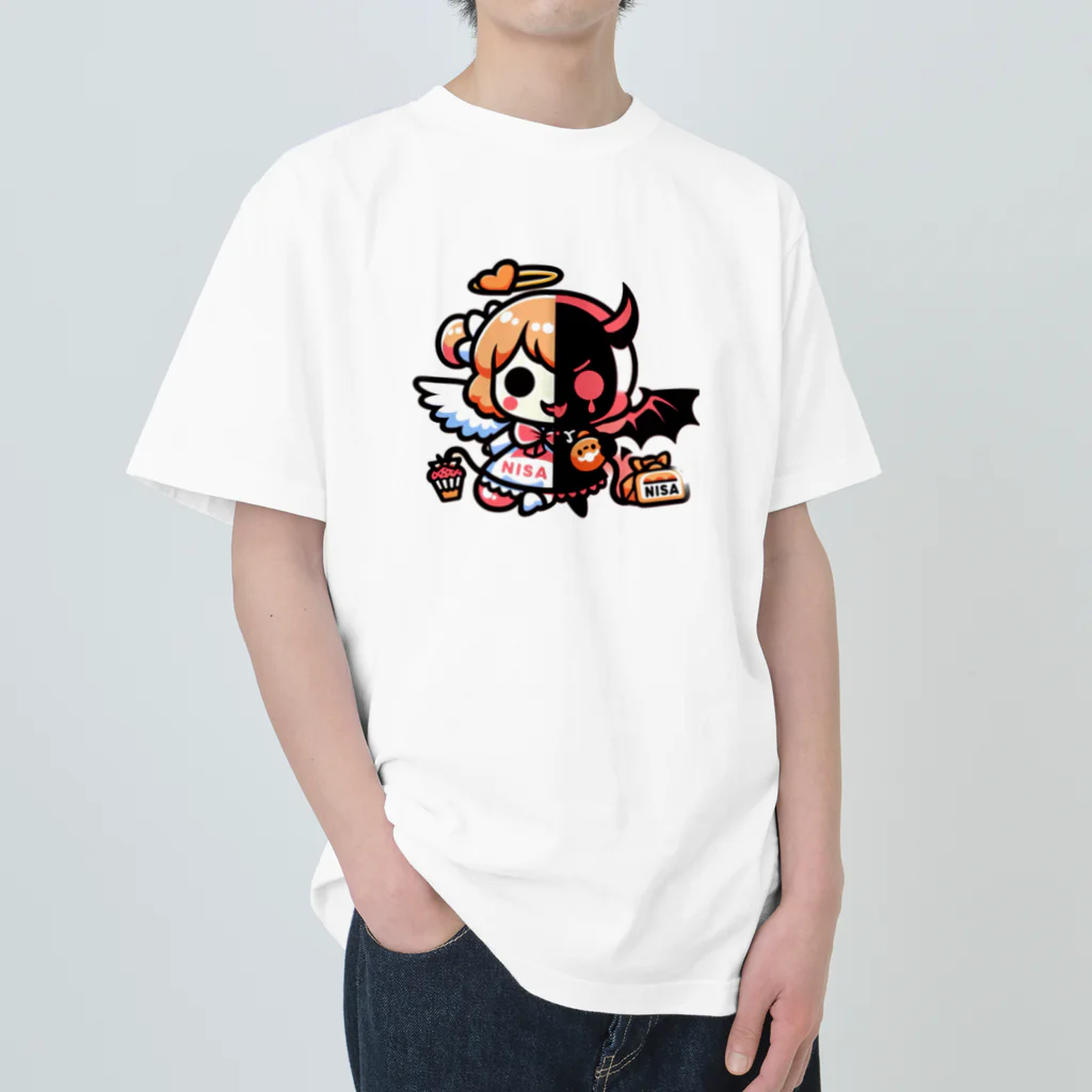 Shakkiri3のNISA（天使と悪魔） ヘビーウェイトTシャツ