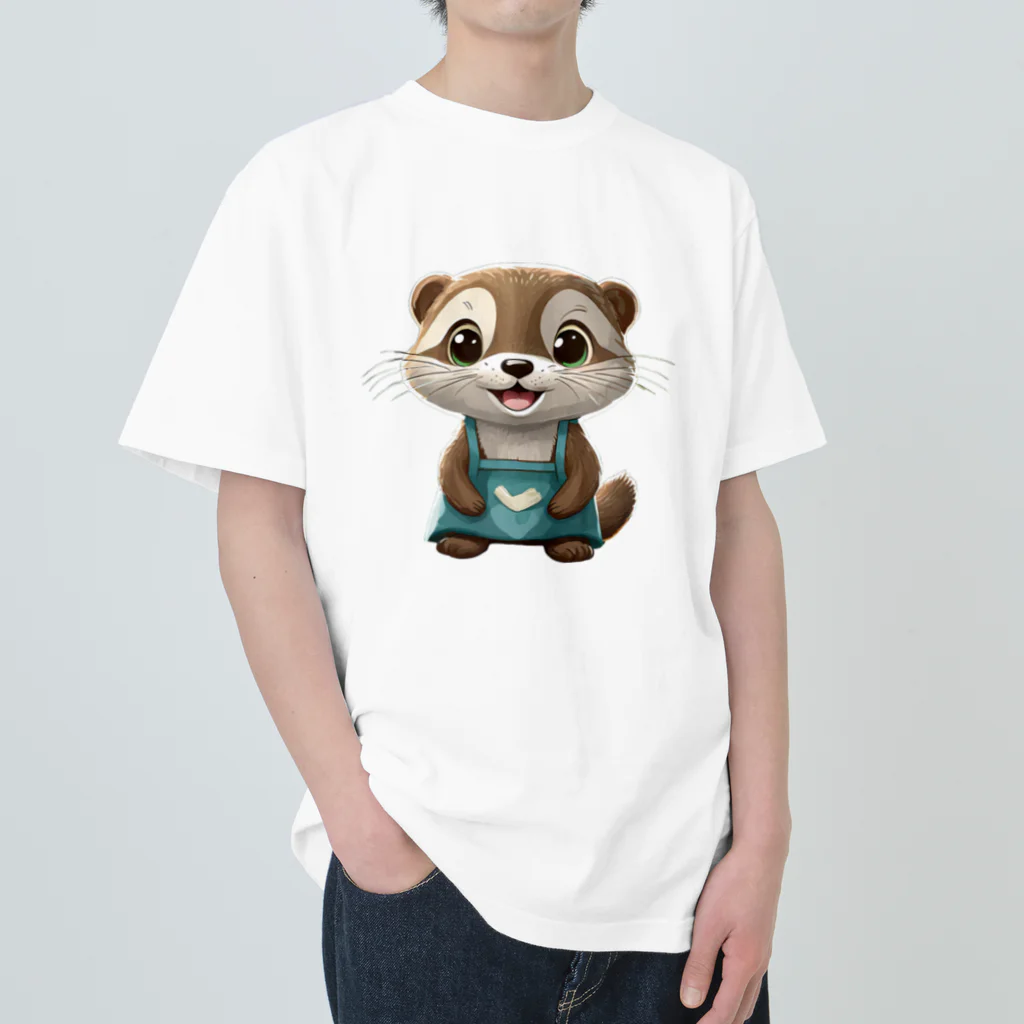 いろは物語のコツメカワウソが花屋でアルバイトしています！ ヘビーウェイトTシャツ