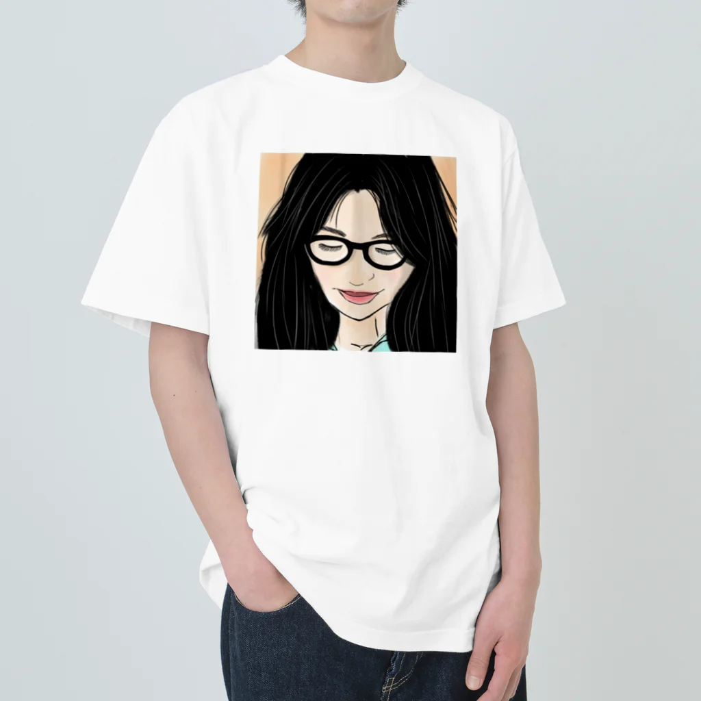 みつまめこshopのメガネ美人 Heavyweight T-Shirt