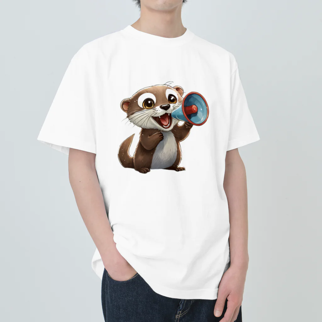 いろは物語のコツメカワウソが仲間を呼んでいます！ ヘビーウェイトTシャツ