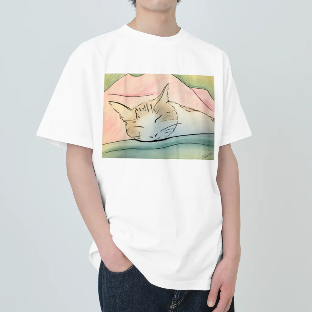 ハンドメイドSaoriのねこ♡寝子 Heavyweight T-Shirt