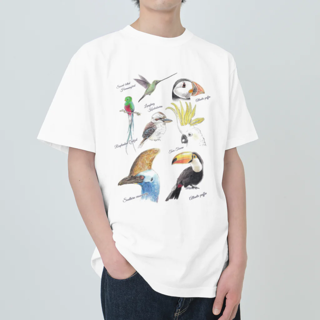 DOTEKKOの世界の鳥 （英名入り） Heavyweight T-Shirt