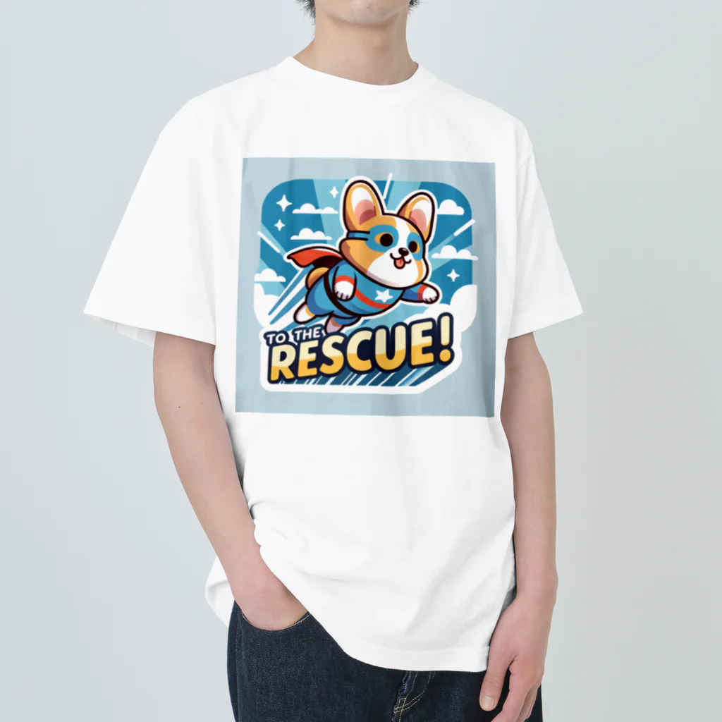 keikei5の柴犬の可愛らしいレスキュー犬 ヘビーウェイトTシャツ