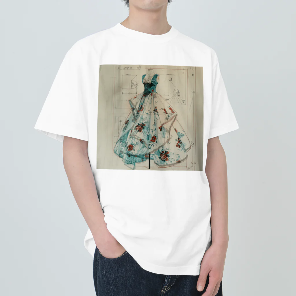 Chi3の透明感あるフローラルドレスのスケッチ ヘビーウェイトTシャツ