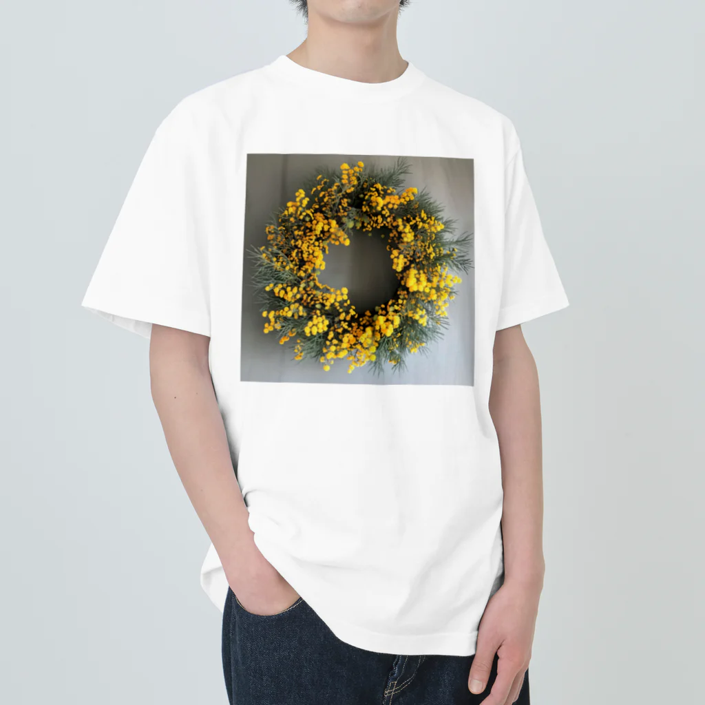 AQUAMETAVERSEのミモザの花をりース　なでしこ1478 Heavyweight T-Shirt