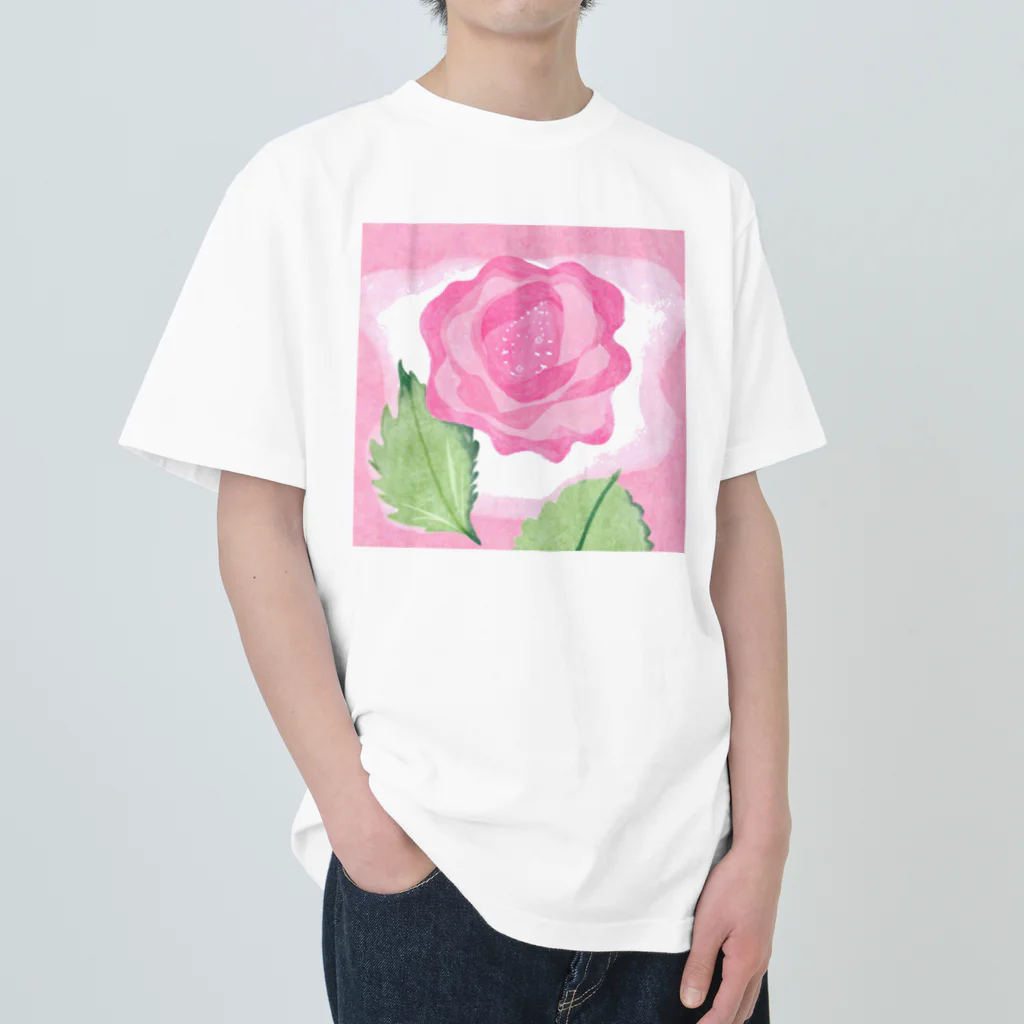 ピンク系水彩画のピンクのバラ Heavyweight T-Shirt