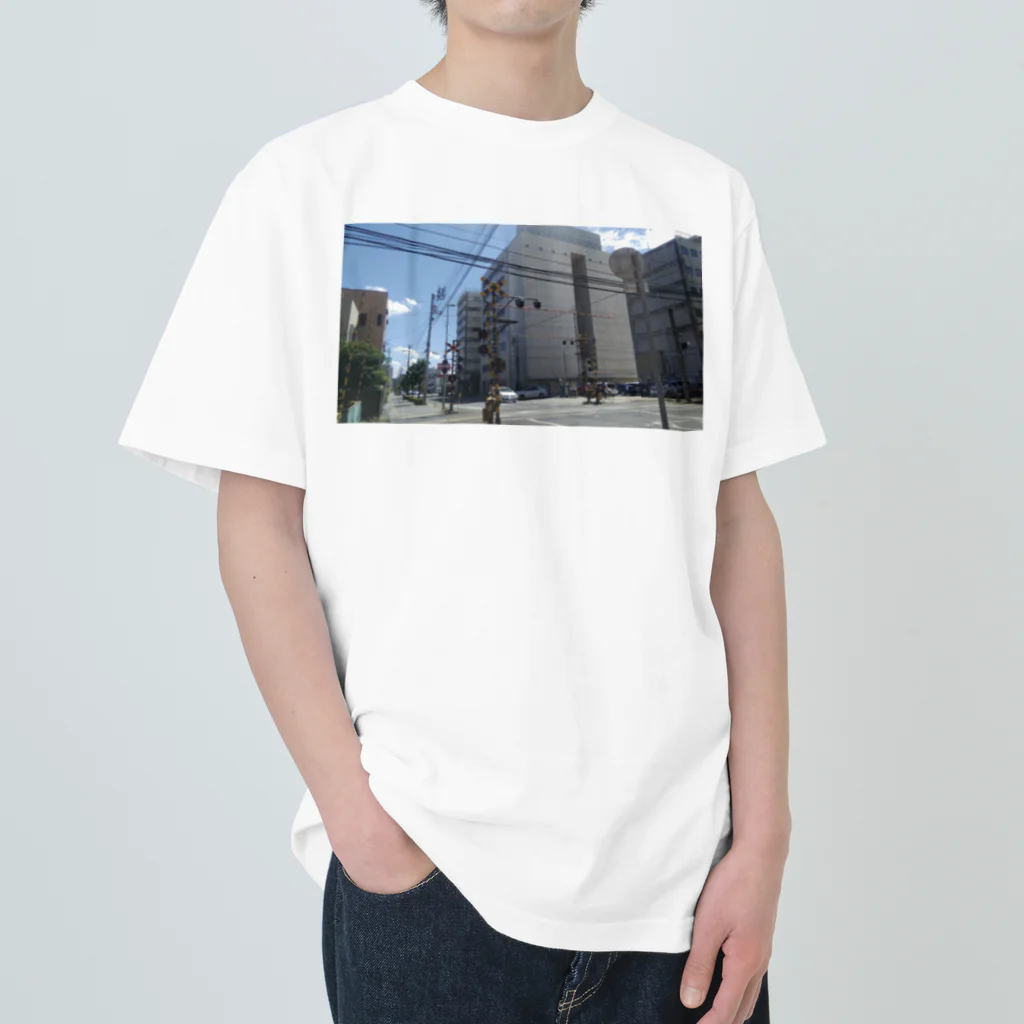 K,Iの街角のC型踏切 ヘビーウェイトTシャツ