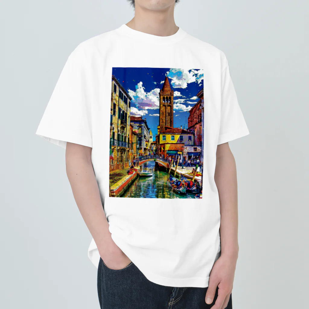 GALLERY misutawoのイタリア ヴェネツィアのサン・バルナバ橋 ヘビーウェイトTシャツ