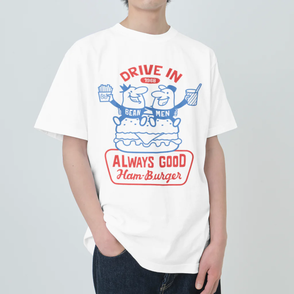 Design For Everydayのビーンズマンとハンバーガー Heavyweight T-Shirt