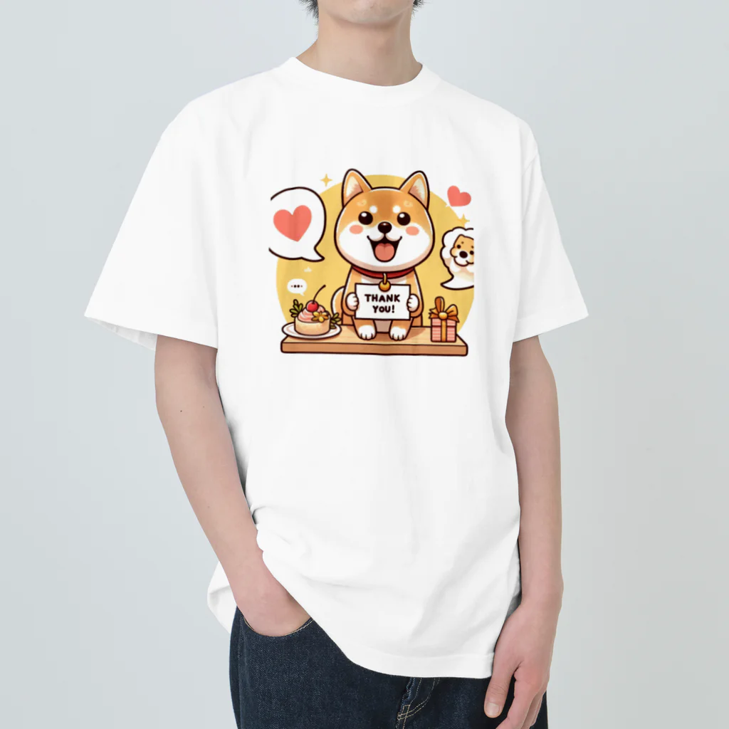 メアリーの可愛らしい表情の柴犬が感謝の気持ちを込めて Heavyweight T-Shirt