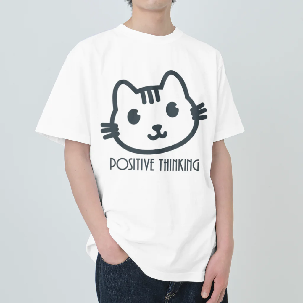 PT @ key-_-bouのポジティブ猫 ４代目 ヘビーウェイトTシャツ