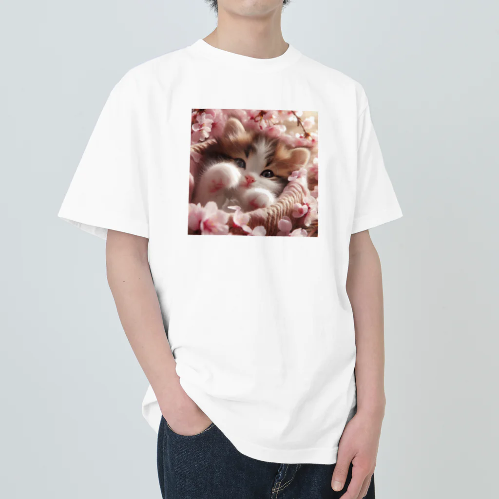 Chimetimeの桜と子猫 Heavyweight T-Shirt