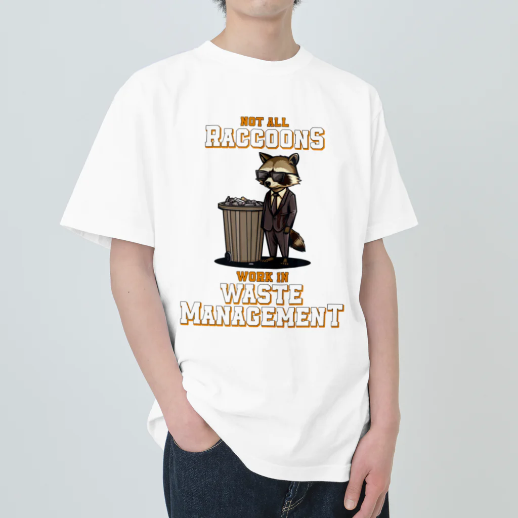 Stylo Tee ShopのNot all Raccoons Work in Waste Management ヘビーウェイトTシャツ