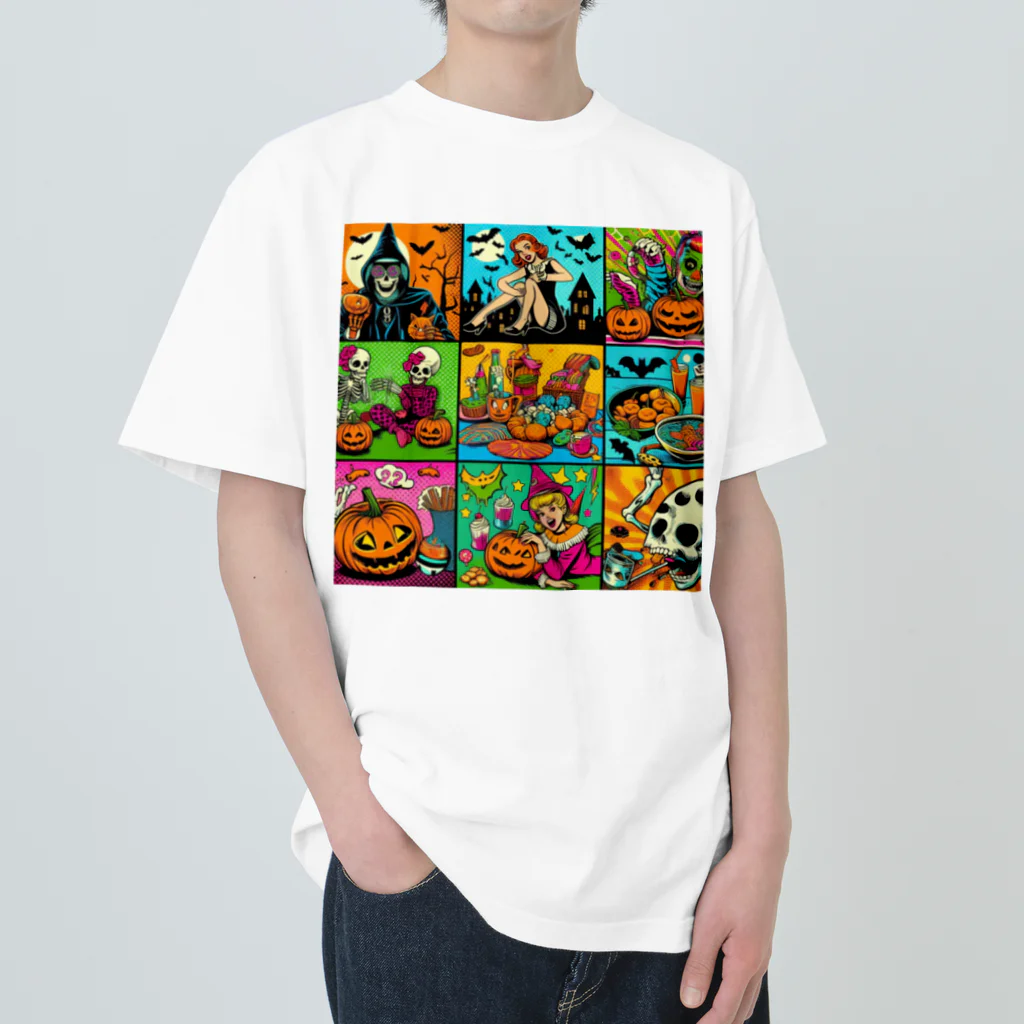 momonekokoのアメコミ風ハロウィン ヘビーウェイトTシャツ