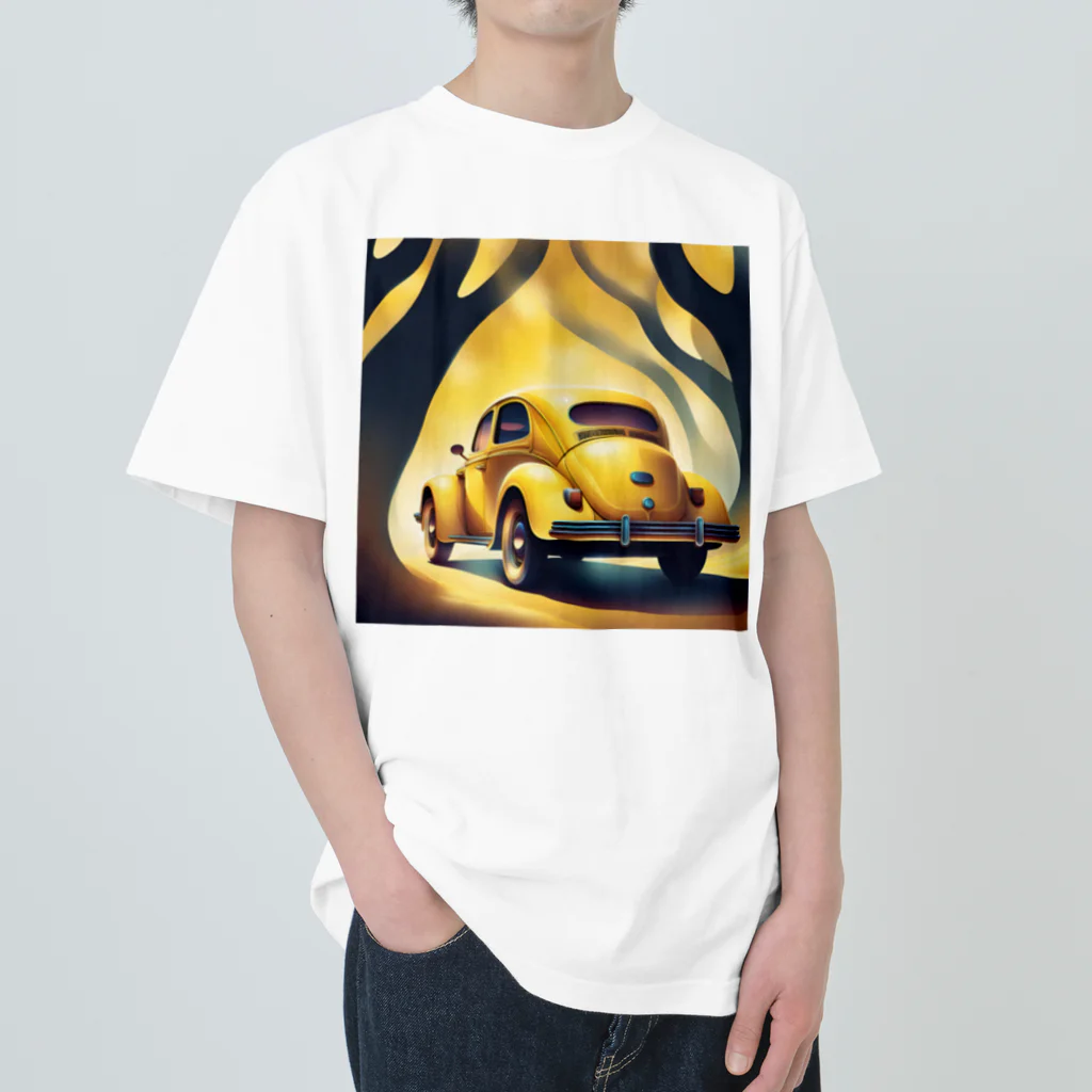 雑貨屋猫布団の黄色の外車 ヘビーウェイトTシャツ