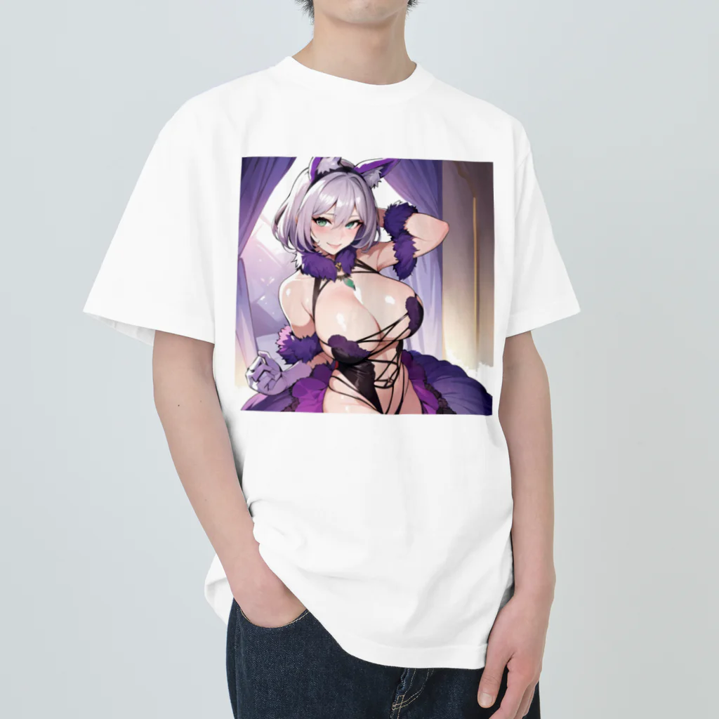 LONGSTONEの猫耳　美少女 ヘビーウェイトTシャツ