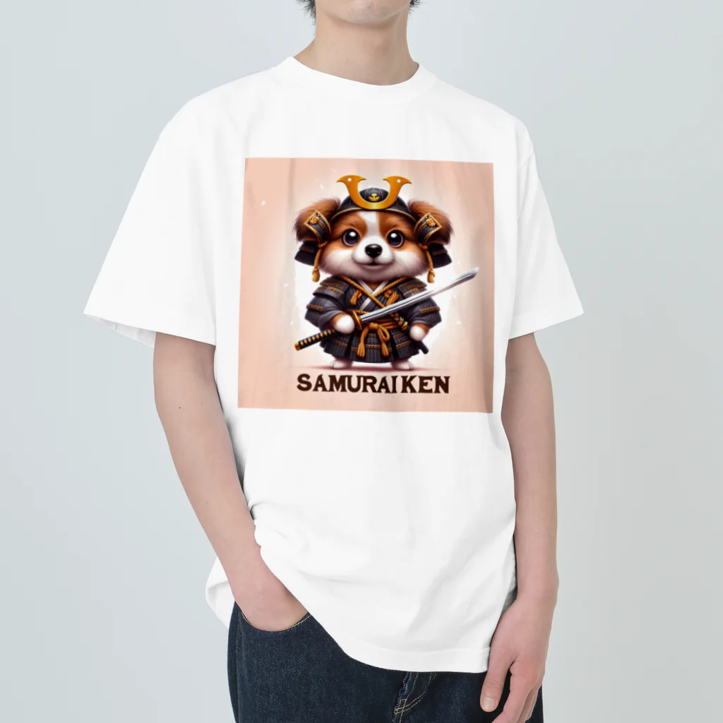 jumping坊主の侍犬 Heavyweight T-Shirt