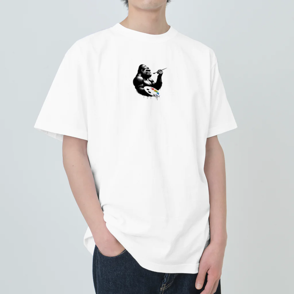 K'ramaの画家ゴリラ Heavyweight T-Shirt