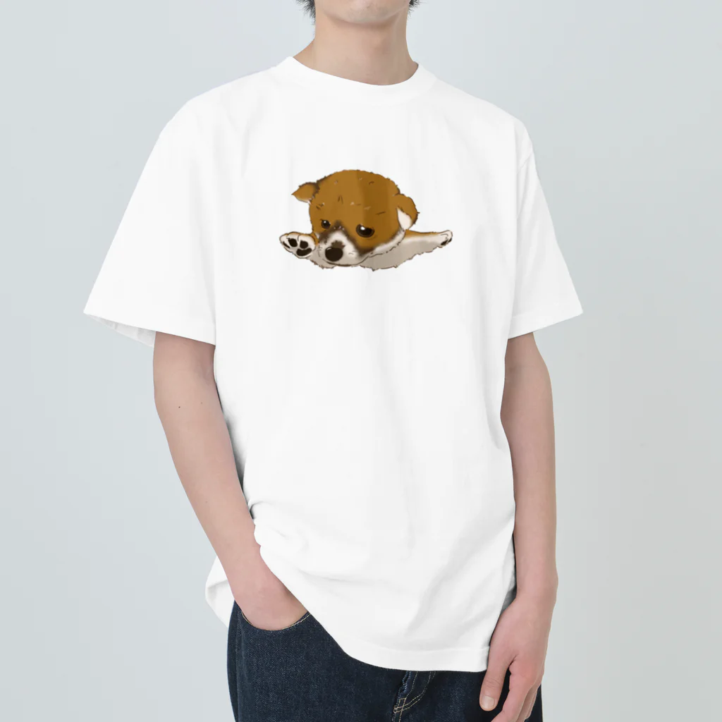 WANPU  by YUn.の飛行機ポーズ　柴　カラー版 Heavyweight T-Shirt