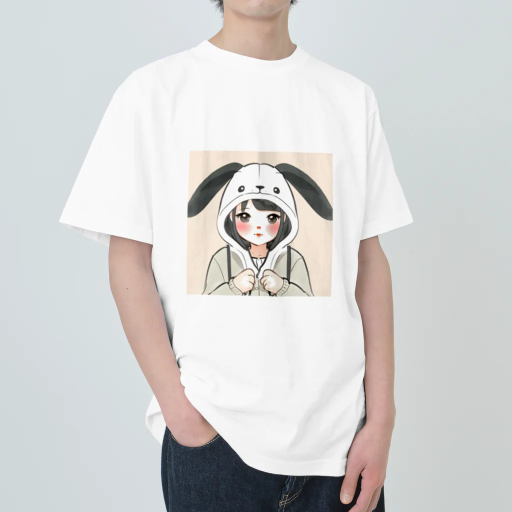 🍒maru🍒のうさぎの少女 ヘビーウェイトTシャツ