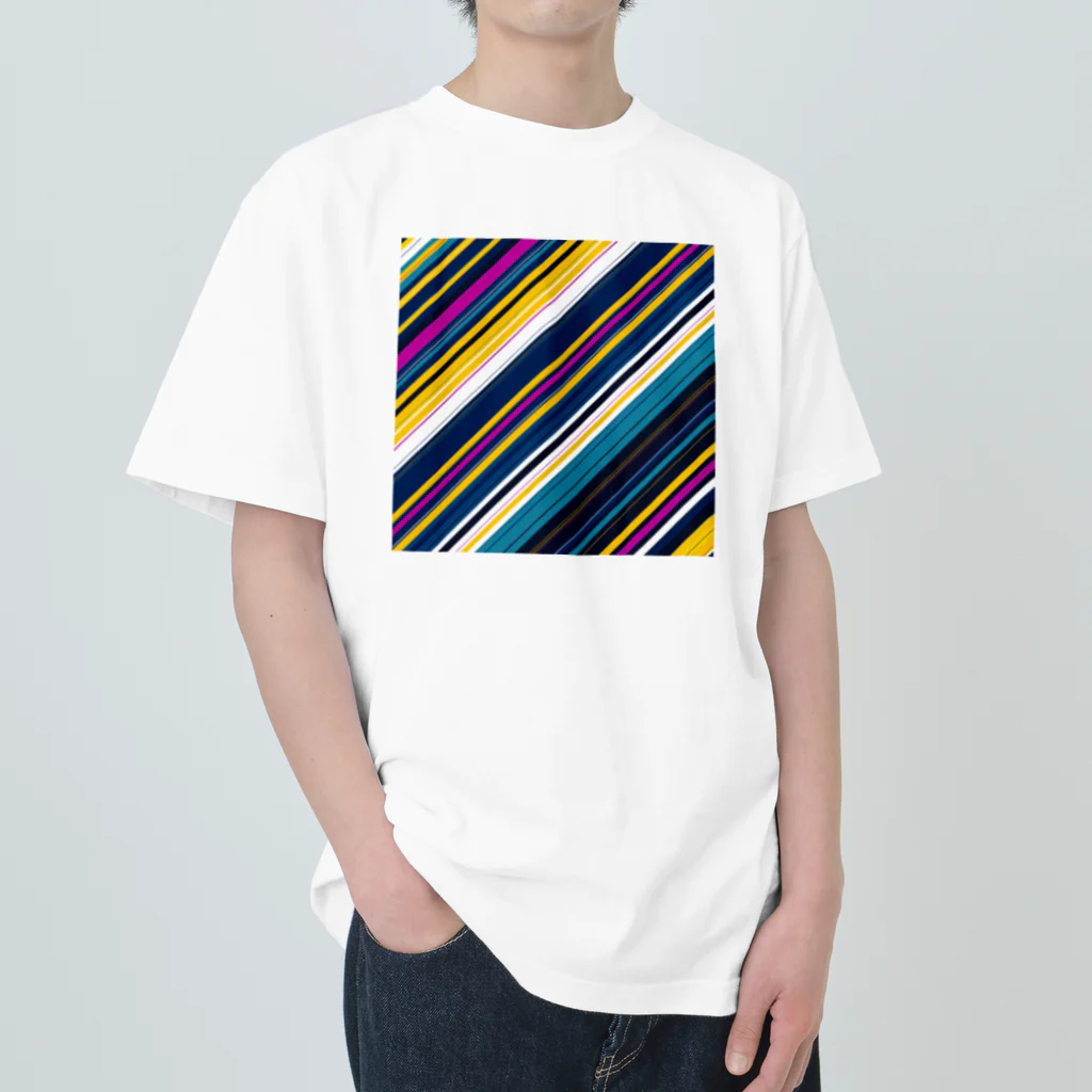 BobkachieeLennonのボーダー斜めA Heavyweight T-Shirt