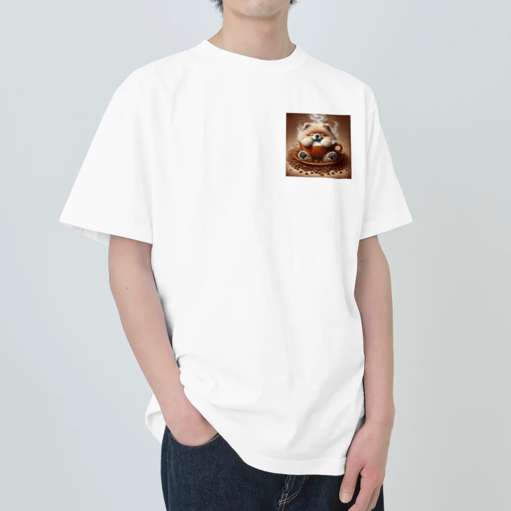 カフェイン中毒のカフェイン犬 ヘビーウェイトTシャツ