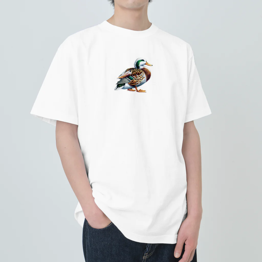 Pixel Art Goodsのカモ（pixel art） Heavyweight T-Shirt