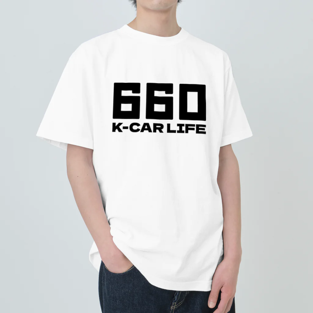 QUQU_WORKSの660軽カーライフ 軽自動車 ブラック ヘビーウェイトTシャツ