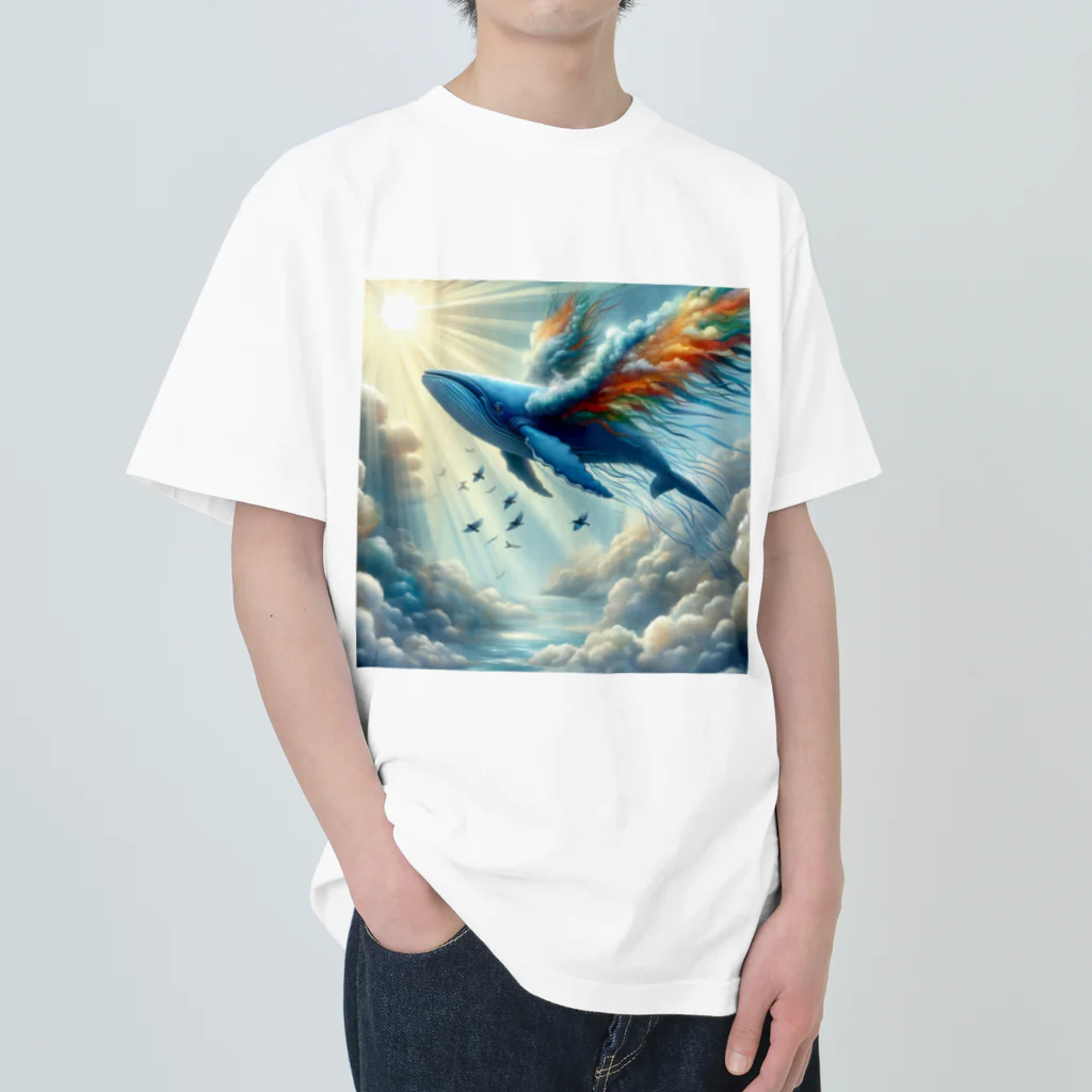 mimin's ショップの空飛ぶくじら Heavyweight T-Shirt