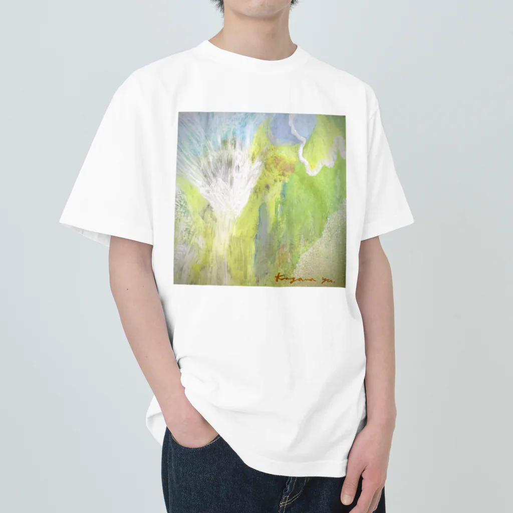 kirokokeshiの氷の世界に桜が咲く ヘビーウェイトTシャツ