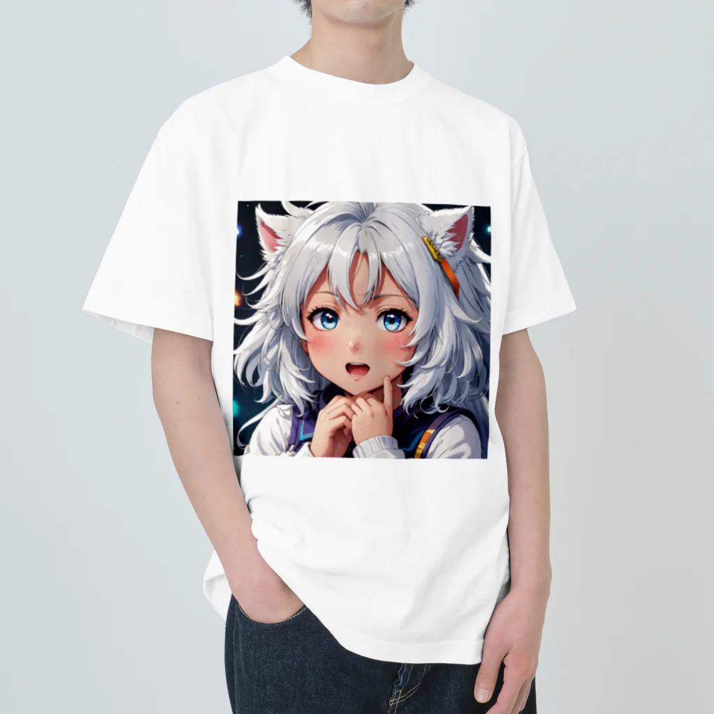 巫女スタぐらむのもふもふの美少女甘える Heavyweight T-Shirt