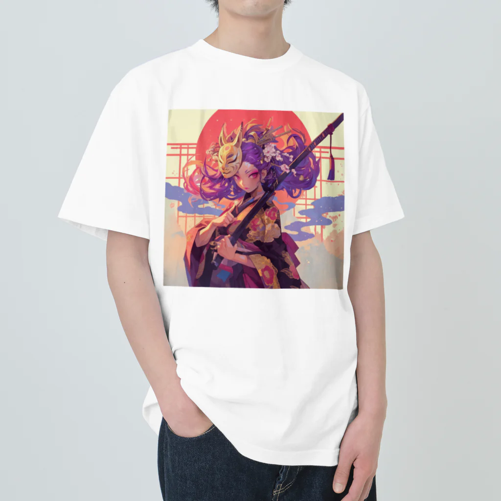 AQUAMETAVERSEの夕焼けに舞う、仮面の戦姫 Marsa 106 ヘビーウェイトTシャツ