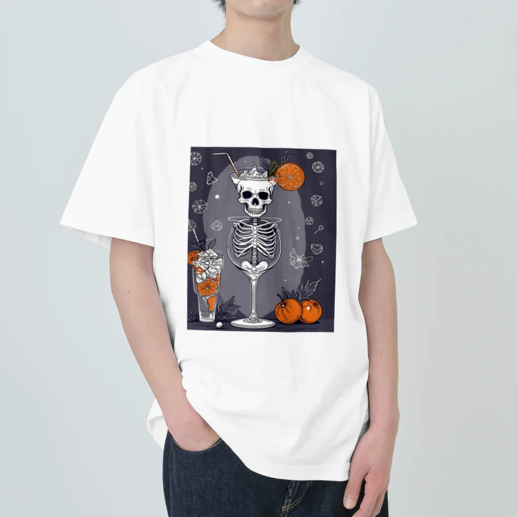 Skeletonのユニークなスケルトンアートがおしゃれに輝く！ Heavyweight T-Shirt