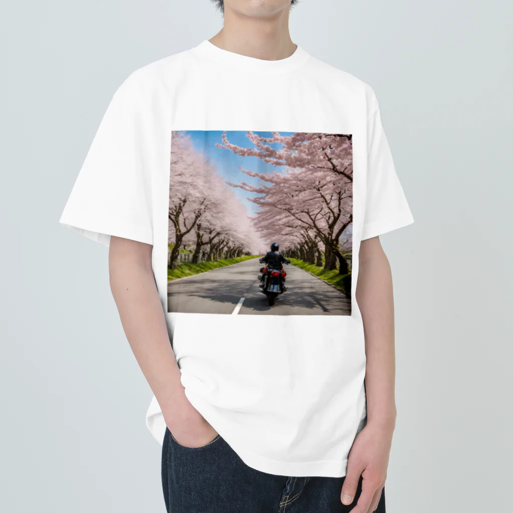 the blue seasonの春の息吹と共に - 桜のトンネルを駆ける ヘビーウェイトTシャツ