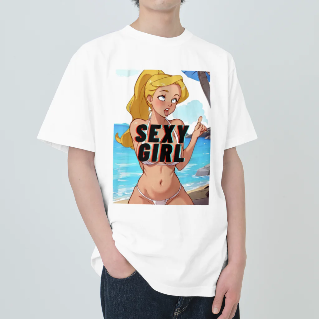 adultistのブロンドビキニセクシーアニメガール ヘビーウェイトTシャツ